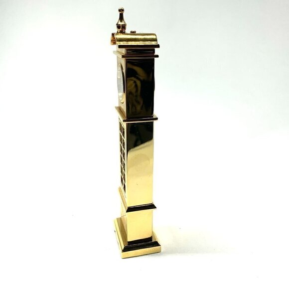 Vintage Bey-Berk Miniature Grandfather's Clock Gold Tone Battery Operated 5” - Picture 5 of 15